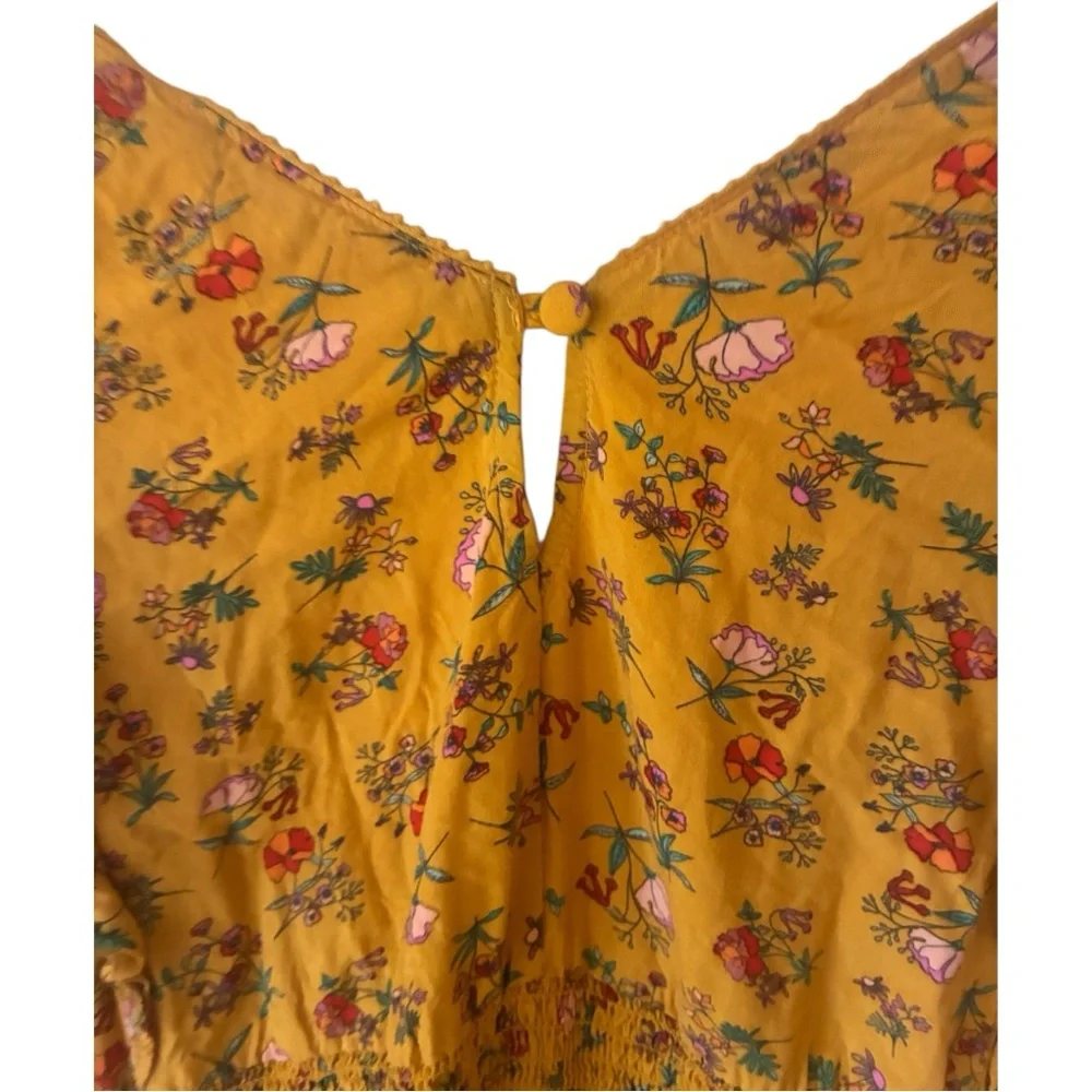 Matilda Jane Women's Fantasy Fancy Dress Yellow Floral Smocked Ruffle S - Picture 3 of 6